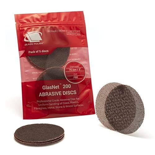 Image of Glass Polish 3 inch (75mm) 80 Grit Pack of 5 Sanding Discs for Rotary Polisher - Net Mesh Silicon Carbide Abrasive P80
