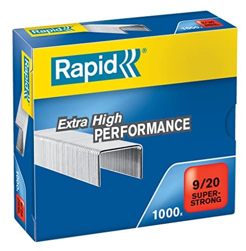 Image of Rapid 9/20mm Super Strong Staples, For Stapling 140-170 Sheets, Use with Heavy Duty Staplers, Galvanised Wire, Box of 1000, 24871700