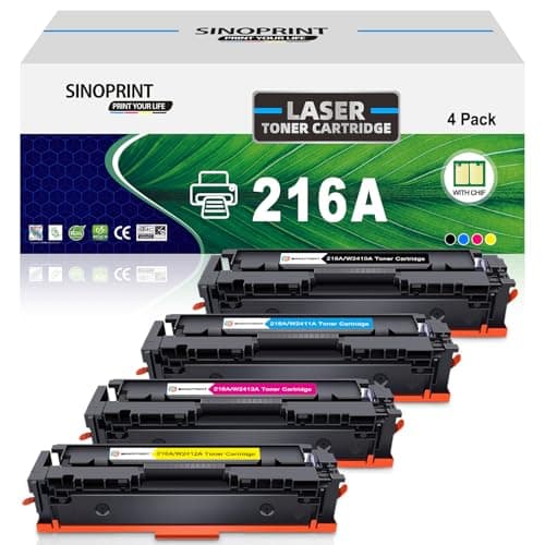 Image of SINOPRINT 216A Toner Cartridges Compatible with HP 216A Multipack for Color Laserjet Pro MFP M183fw M182n M182nw M155a M155nw W2410A W2411A W2412A W2413A(with Chip, Black Cyan Magenta Yellow)