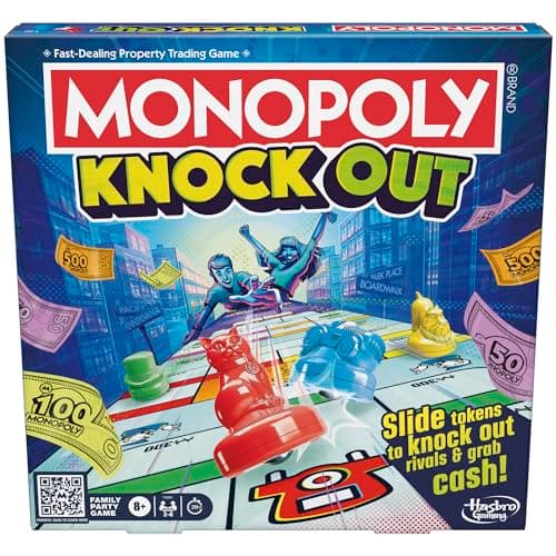 Image of Monopoly Knockout Family Party Game for Kids, Teens, and Adults | Ages 8 and Up | 2-8 Players | 20 Mins. Average | Quick-Playing Board Games