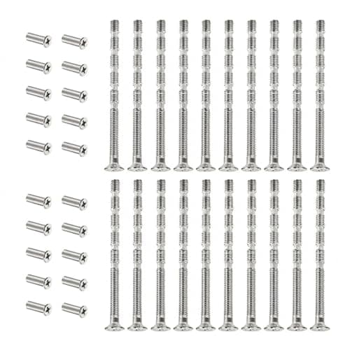 Image of 40pcs M4 Door Handle Bolt Through Fixings, Universal M4 Screw Connecting Bolts & Sleeves, Nickel Plated M4 Screws and Bolts for DoorHandle, Cabinet, Drawers, Doors Locks and Covers