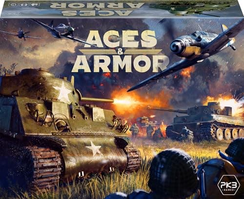 Image of Aces & Armor World War II Strategy Board Game, 1-4 Players, Ages 14+, 1-2 Hours Playtime