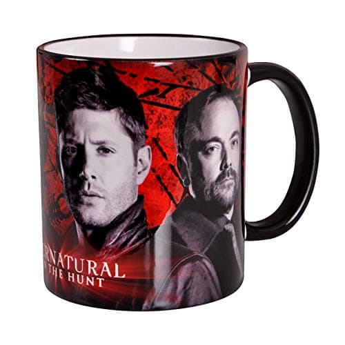 Image of Elbenwald Supernatural Mug Sam, Dean, Castiel & Crowley Round Print 320 ml Ceramic red