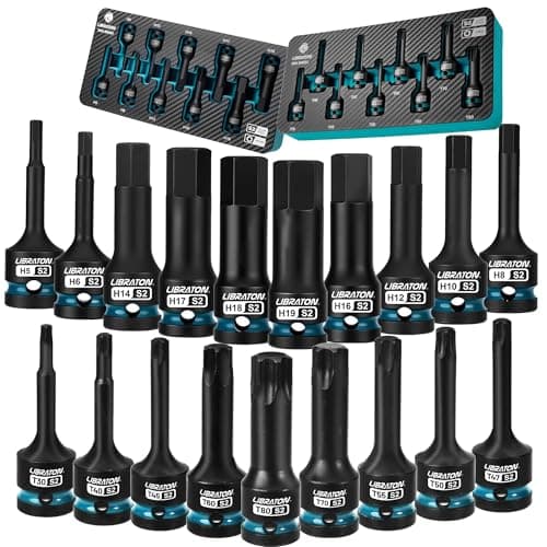 Image of LIBRATON Impact HEX & TORX Bit Socket Set, 1/2" Dr, S2 Steel, 19PCS High Torque Sockets (H5-H19 + T30-T80) for Professional Mechanics & Automotive Repair (XPE Storage Cases)