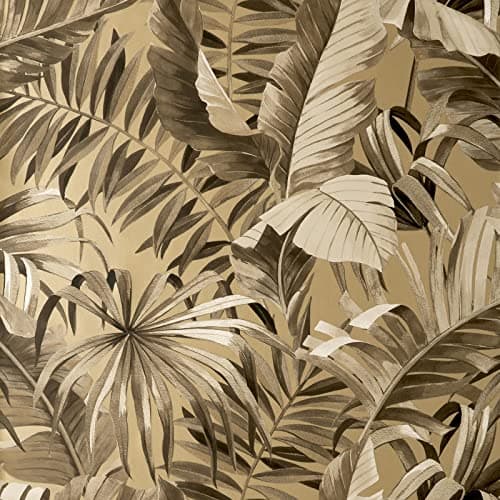 Image of FD42853 Tropical Leaf Wallpaper Fine Gold