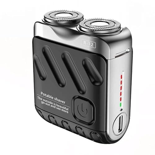 Image of Mini Luggage Electric Razor R-12 for Men, Premium Double Head Beard Shaver, Portable Cordless Shaver with Type-C Fast Charging, IWaterproof Magnetic Shaving Head for Home & Travel (Black)