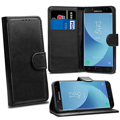 Image of Samsung Galaxy J5 2017 J530 Cases - Black Premium Wallet Leather Flip Case Cover For Samsung Galaxy J5 2017 J530 [Card Holder] [Magnetic]