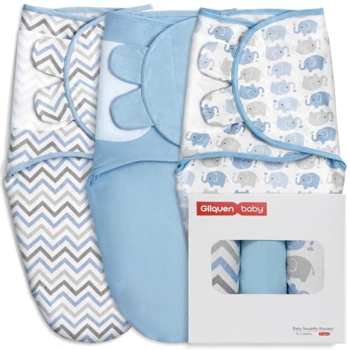Image of GLLQUEN BABY Baby Swaddle Wraps for 0-3 Months Newborn,Oeko-tex100,100% Breathable Organic Cotton Fabric Swadding Blankets,3 Pack (Sky Blue)