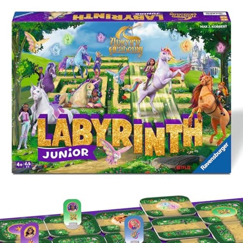 Image of Ravensburger Unicorn Academy Labyrinth Junior The Moving Maze Game Family Strategy Board Game for Kids & Adults Age 4 Years Up - 2 to 4 Players