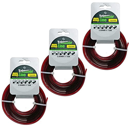 Image of SPARES2GO Square 3.0mm Diameter 15m Pro Cord Line for McCulloch Strimmer Trimmer (Pack of 3)