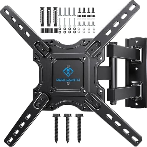 Image of PERLESMITH TV Wall bracket for most 26-60 inch Plasma & Curved TV up to 35kg, Universal TV Bracket Wall Mount with Tilt Swivel Extension, Max VESA 400x400mm
