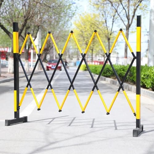 Image of MYUYEE Expandable Traffic Barrier Retractable Safety Fence With Casters, Flexible Crowd Control Barrier Yellow & Black,For Event Management(Yellow And Black-1.2X2M)