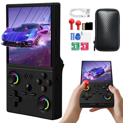 Image of XF40V Retro Handheld Game Console, Retro Gaming Console 4.0'' IPS Screen Linux System Built-in 64G TF Card, Open Source Linux System, Preloaded 20000+ Classic Games, Portable Video Gaming (Black-64G)