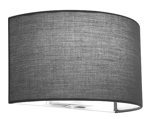 Image of HARPER LIVING Indoor Wall Light with Switch, 1xE27 ES Wall Wash Lighting with Grey Semi-Circle Fabric Shade, Up and Down Wall Sconce Lamp, Ideal for Bedroom, Living Room, Hallway, Hotel