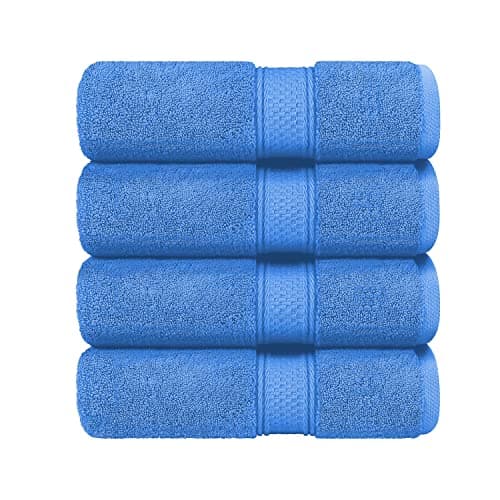 Image of Milosc Pack of 4 Hand Towels Set Super Absorbent 550GSM 100% Egyptian Cotton Hotel Quality Quest Towels Set Small Hand Towel For Bathroom Size 50x80 (Cobalt)