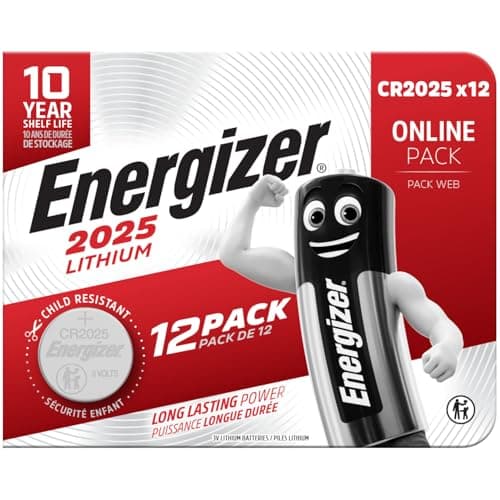 Image of Energizer CR2025 Batteries (12 Pack) - Lithium 3V Coin Battery - Car Key Fobs, Watches, Home/Medical/Fitness Devices - 10 Year Shelf Life - Child Resistant Packaging [Amazon Exclusive]