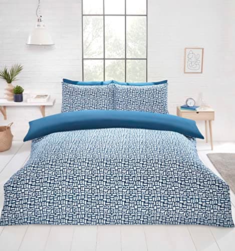 Image of Rapport Home Single Duvet Cover Set Blue Abstract Pattern - 100% Polyester Soft Touch Bedding with 1 Pillowcase (200x135cm)