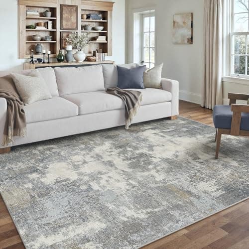 Image of PureCozy Area Rug Modern Abstract Rugs Living Room Large 160x230cm Non-Slip Blue-grey Carpet Lightweight Short Pile Washable Floor Rug for Bedroom Dining Room Nursery Lounge Home Office Decor