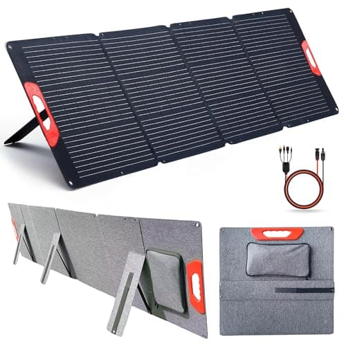 Image of 200W Portable Solar Panel Kit with USB Outputs Multi-Connector - Briefcase-Style Foldable 20V Waterproof Solar Panel for Home, RV Camping Outdoor - Monocrystalline Off Grid Solar Power System Kit