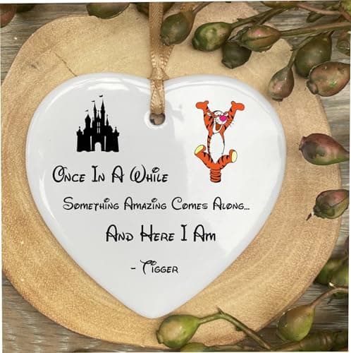 Image of Tigger Winnie The P Walt D Quote Ceramic Heart Shape Plaque Gift Sign cr1