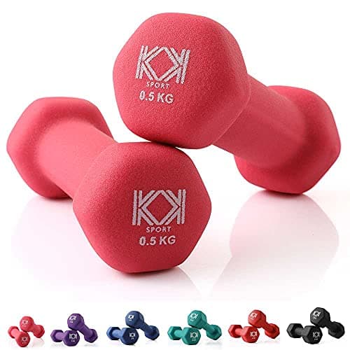 Image of KK Neoprene Dumbbells for Home, and Gym- Hand Weights Dumbbells for Exercise, Fitness, Training, and Weight Lifting (Pink (2 x 0.5kg))