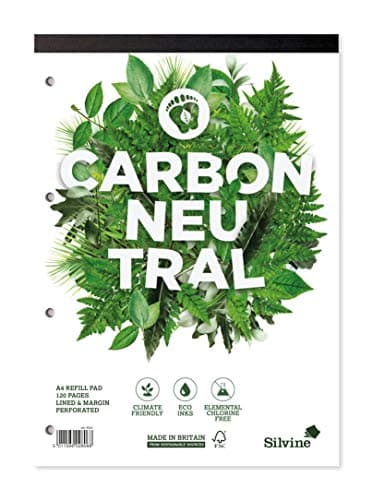 Image of Silvine A4 Carbon Neutral Refill Pad - Lined with Margin, 120 Pages of Premium CO2 Neutral Paper. Ref R301