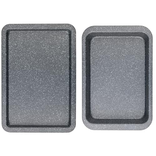 Image of Salter COMBO-8102 Megastone Roaster and Baking Tray, Non-Stick Coating Bakeware, Oven Safe, PFOA-Free, Easy Clean, 36 and 37 cm, Black