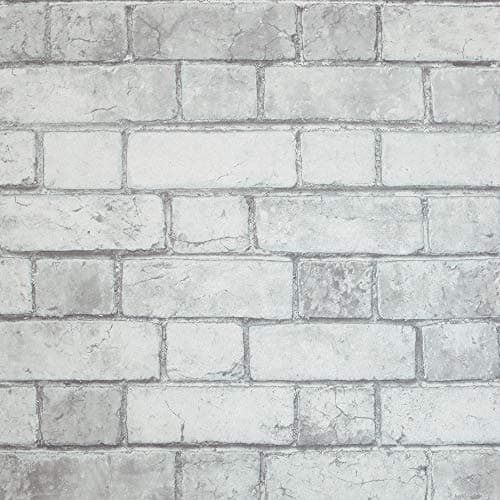 Image of Arthouse Brick Wallpaper - White & Neutral Soft Tone Brick Effect - for Living Spaces & Feature Walls - Hard Wearing Blown Vinyl - 53cm(W) x 10.05m (L) Full Roll - 886501