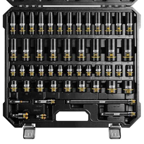 Image of BOEN 1/2" Drive Impact Socket Set, 50-Piece Metric (8-32mm) Deep & Standard Sockets with Paint-Filled Markings, Includes Extensions, Adapter & Universal Joint