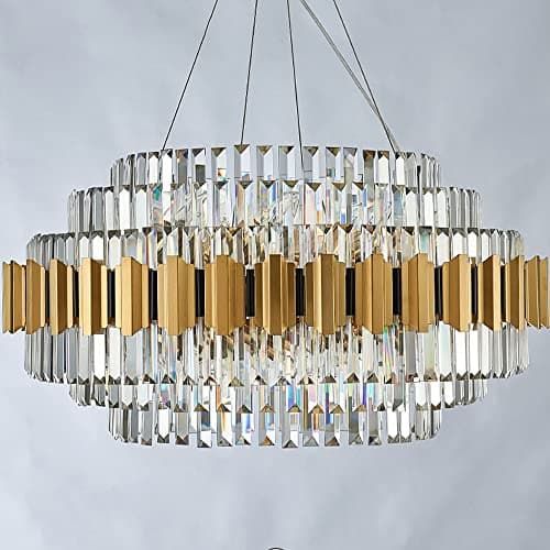 Image of MOSSODOR Modern Elegant Crystal Chandelier Lighting, K9 Crystals Gold Ceiling Chandeliers Lights, Flush Mount Luxury Chandelier E14 Bulbs Ceiling Light for Dining Room Bedroom Livingroom Staircase