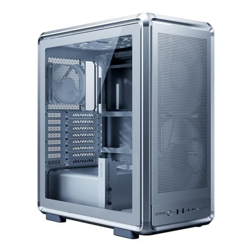 Image of Cooler Master MasterFrame 500 Mesh Silver Freeform 2.0 Modular Platform Open-Air ATX Mid-Tower Case, Aluminum Frame, Dual 200mm Fans, 390mm GPU Max, 360mm AIO Max, Type C, Tempered Glass