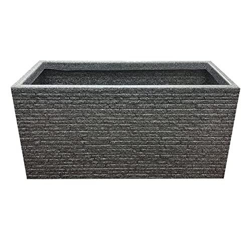Image of STAR SUPPLIES Large Deep Rectangular Brick Effect Flowers Plants Lightweight 60cm Long Garden Trough Slate Planter (2 Slate Trough Planters)