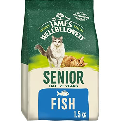 Image of James Wellbeloved Senior Fish 1.5 kg Bag, Hypoallergenic Dry Cat Food