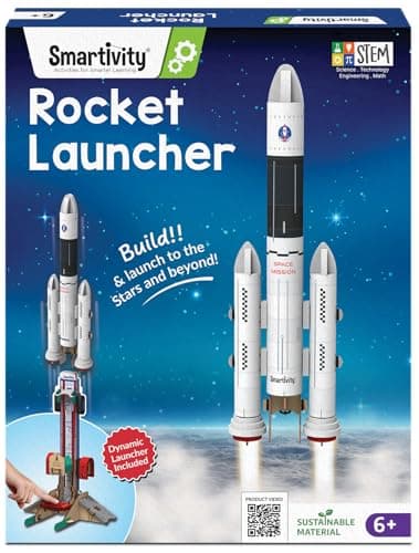 Image of Smartivity Rocket Launcher Kit for Kids 6, 7, 8, 9, 10, 11, 12 Years Old Build Your Own Rocket and Launcher Birthday Gifts for Boys & Girls DIY STEM Science Toy for Kids 6-12 Years