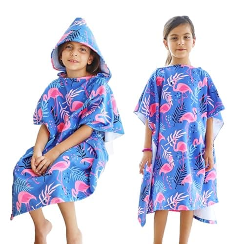 Image of KAKU NANU Hooded Towels for Kids Poncho Girls Dressing Gown Changing Robe Boys and Girls Beach Towel Children Swimming Pool Bathrobe Large