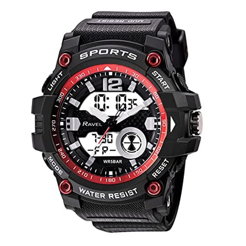 Image of Ravel - Mens 5ATM Ana-Digi Quartz Watch with Light - RDT.2D - Black/Red