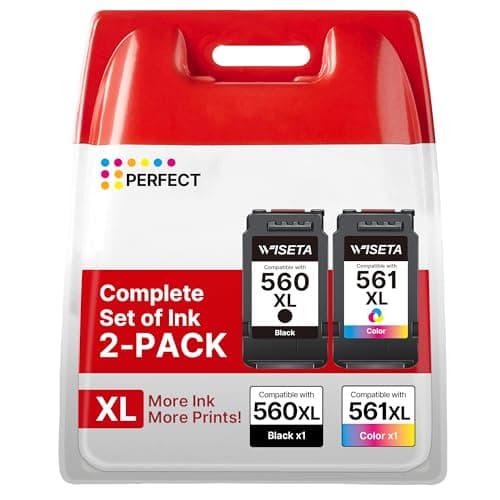 Image of 560XL 561XL Ink Cartridges Compatible for Canon 560 561 XL Ink Cartridges PG-560XL CL-561XL for Canon Pixma TS5350 TS7451 TS7450 TS5351 TS5350a TS5351 TS5352 (Black & Multicolor, 2-Pack)