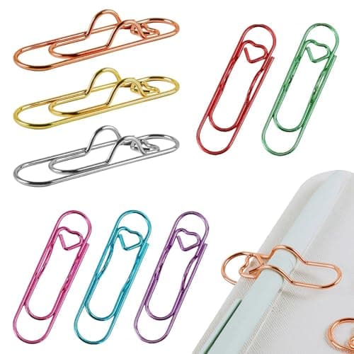 Image of 8pcs Colorful Metal Paper Clips and Binder Clips,Clip-on Pen Holders for Notebooks,Small and Medium Metal,Bookmark,Durable Office Supplies,Multi-Functional Paperclip Holders for Organizing