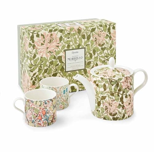 Image of Spode Portmeirion Morris & Co Tea for Two Set Teapot and 2 Mugs Boxed Gift Set