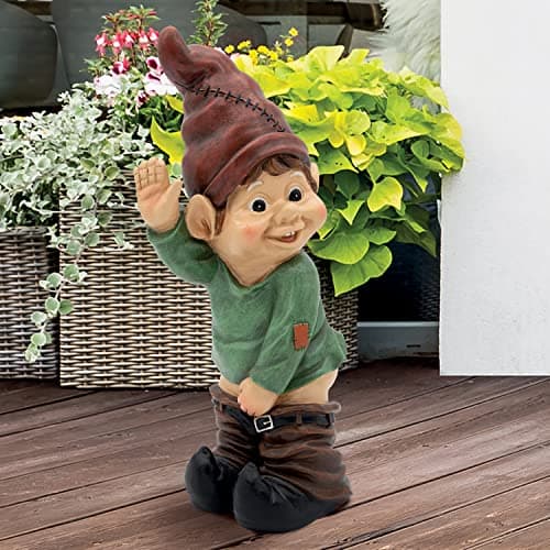 Image of GardenKraft 11039 Naughty Gnome Garden Statue/Funny Cheeky Garden Ornament/Weatherproof Polyresin Material/Non-Fading Paint / 36cm Height/Decoration for Patio, Lawn & More