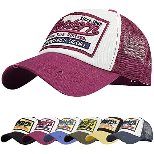 Image of UMIPUBO Baseball Cap Mesh Hats for Men Women Unisex Embroidered Letter Patch Casual Hats Hip Hop Sun Hats (Red)