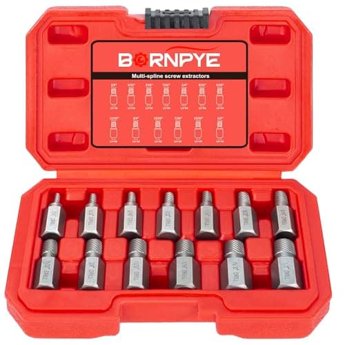 Image of 13 PCS Screw Extractor Set, Hex Head Multi-Spline Easy Out Bolt Extractor Kit Stripped Allen Screw Removal Tool Chrome Molybdenum Alloy Steel Remover Tool for Broken Rounded Rusted Bolts Screws Nuts