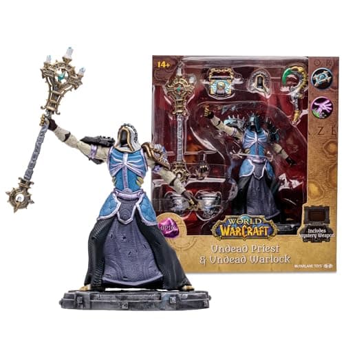 Image of McFarlane Toys World of Warcraft Undead: Priest/Warlock (Epic) 1:12 Scale Posed Figure with 3 Weapons, Interchangeable Armor, Extra Hand, Head, Mystery Weapon, and Display Base