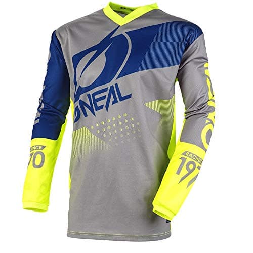 Image of O'NEAL | Motorcycle-Jersey | Enduro Motocross | Fit for Maximum Freedom of Movement, Padded Elbow Protection, Breathable Material| Jersey Element Factor | Adult | Blue Grey Neon-Yellow | Size M
