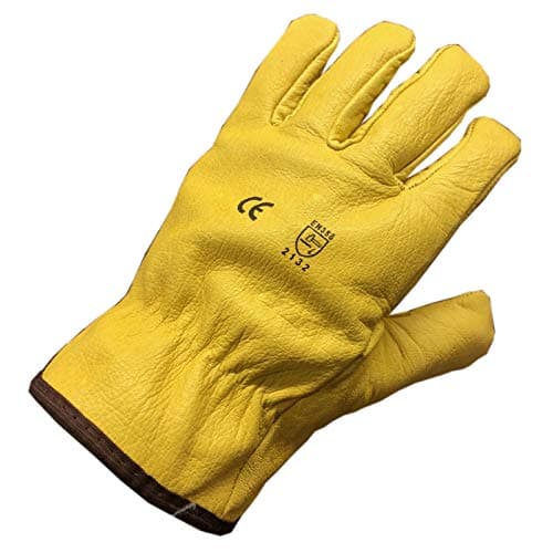 Image of Himalayan Men's H310 Fleece Lined Leather Winter Thermal Cold Work Drivers PPE Gloves, Yellow, M (1 Pair)