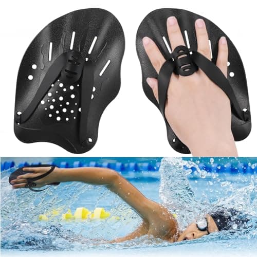 Image of Zocipro 1 Pair Swimming Hand Paddles, Swim Paddles with Adjustable Straps, Hand Paddles for Swimming Training, Pool Exercise Equipment Accessories for Adults Kids Unisex