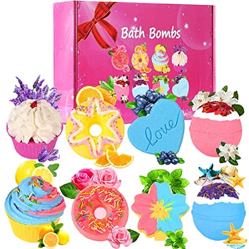 Image of Bath Bombs,Lanwexy 8 Large Bath Bombs Set for Women.Organic Natural Handmade Aroma Pure Essential Oil Bubble Bath Balls.Fragrant Spa to Moisturize Dry Skin.Birthday, Mothers Day Present
