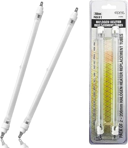 Image of Set of 2 Replacement Halogen Heater Tubes - Element Tube Bulbs 400W 208Mm Quartz | Pack of 2, Emergency Tubes | Super Bright Bulb Tube | Durable & Long Lasting [Energy Class A]
