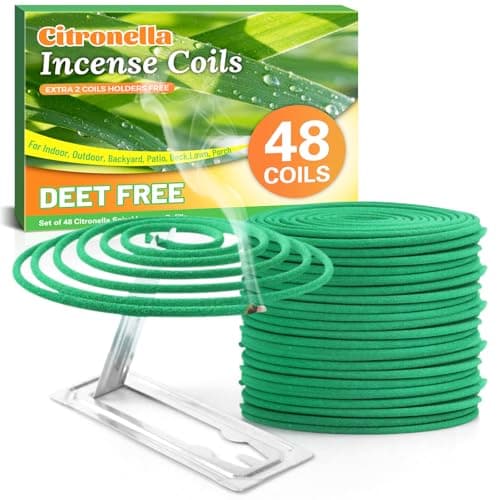 Image of SCENTORINI Citronella Coils, Citronella Incense with Coil Holder for Outdoor Garden Patio Camping, 48 Coils