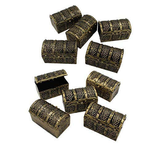 Image of Tongdejing 10Pcs Mini Pirate Treasure Chests, Vintage Pirate Jewelry Storage Box Games Toy Set Treasure Chest Candy Box for Children Play Favor Party Supplies Decor